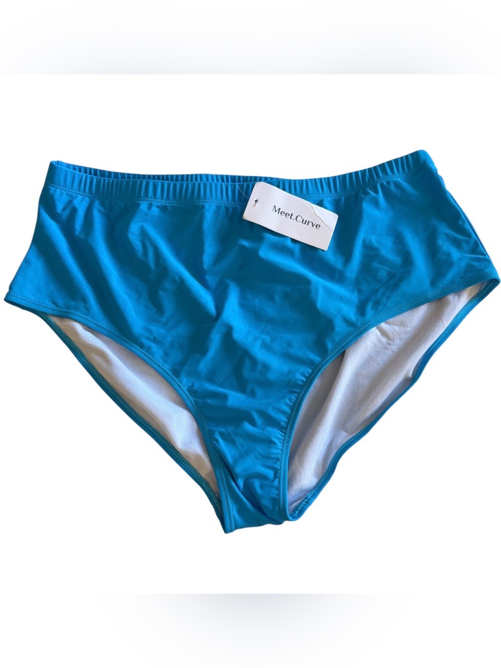 Meet.Curve NWT Women's High-Waist Bikini Bottoms in Bright Blue Size 4XL
